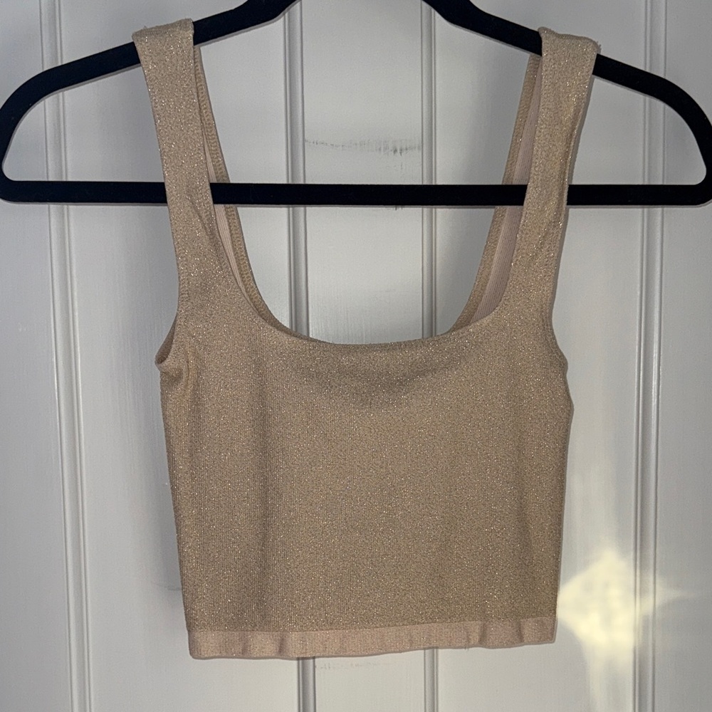 Anthropologie Sparkling Beige Crop Top